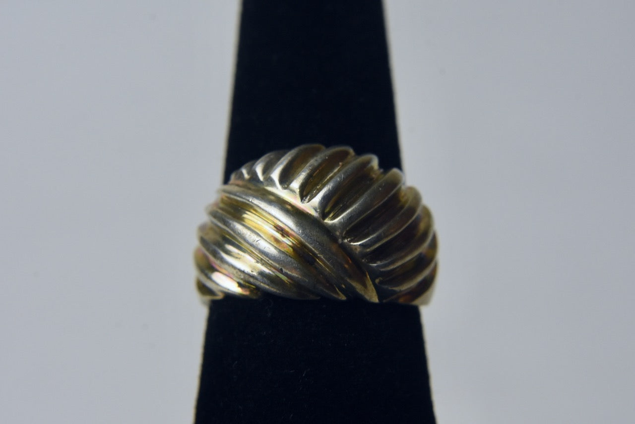 Sterling Silver Cross Hatch Ring - Size 7