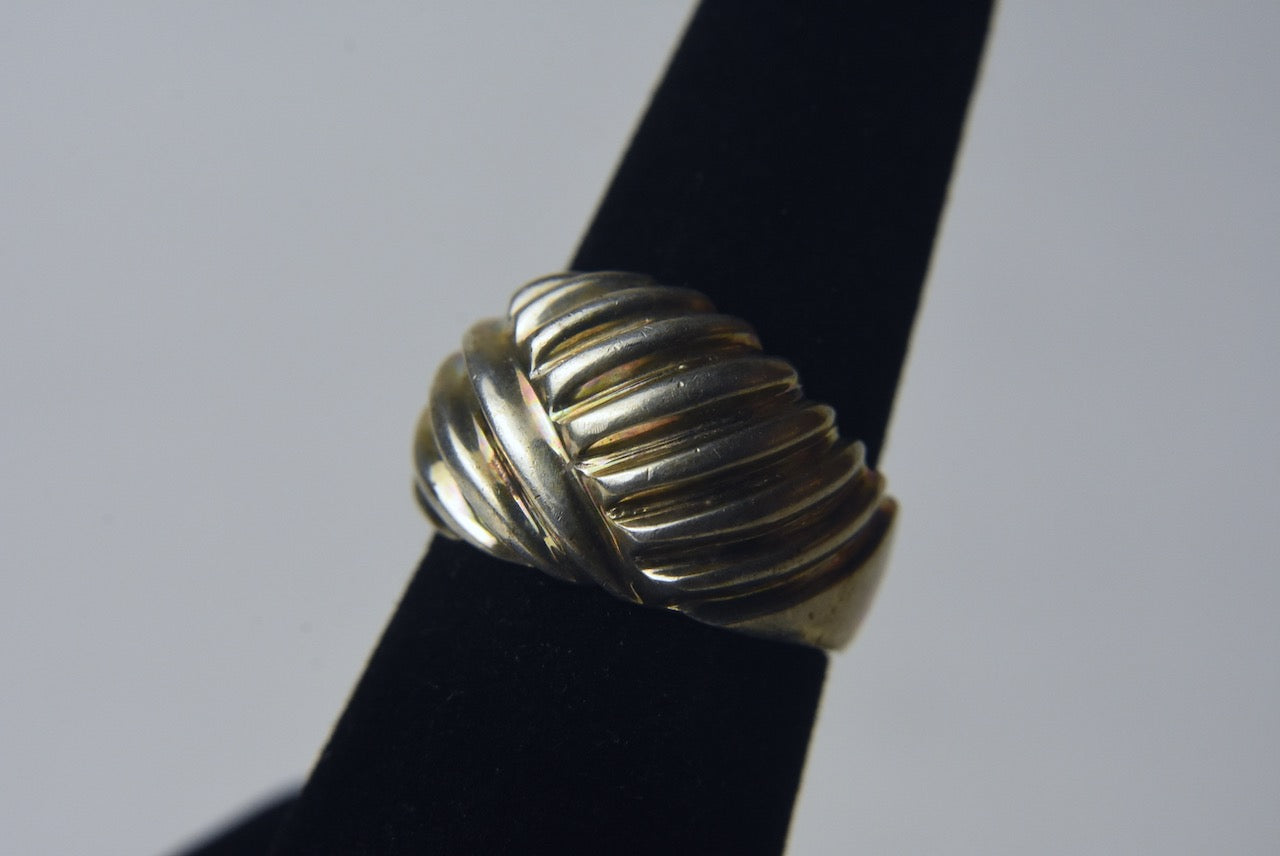 Sterling Silver Cross Hatch Ring - Size 7