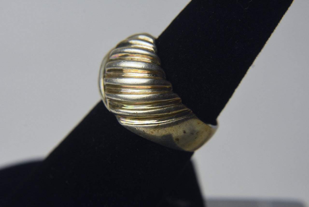 Sterling Silver Cross Hatch Ring - Size 7