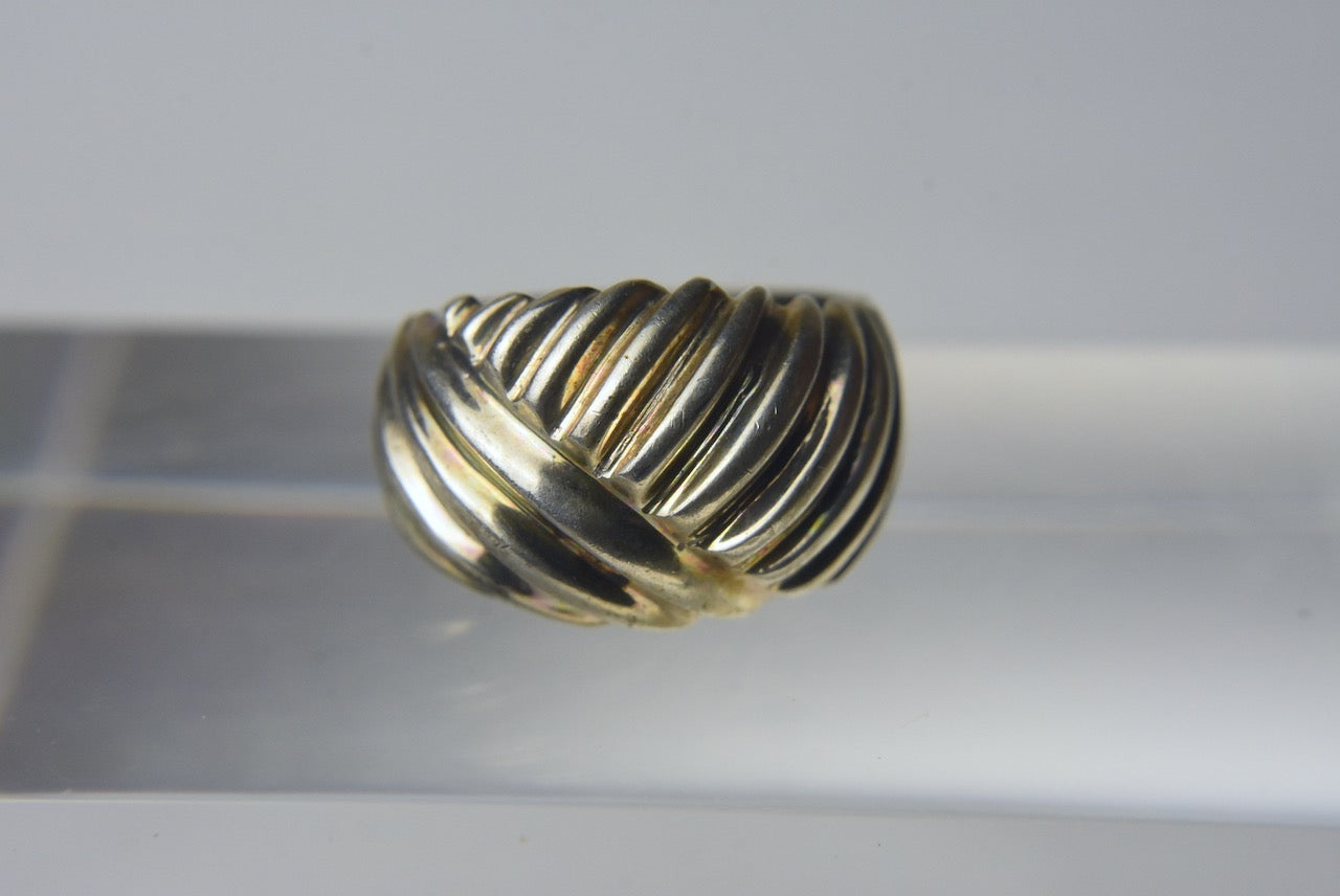 Sterling Silver Cross Hatch Ring - Size 7