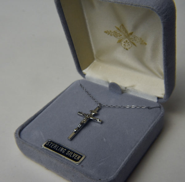 Sterling Silver Crucifix on Sterling Silver Chain Necklace