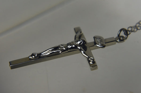 Sterling Silver Crucifix on Sterling Silver Chain Necklace