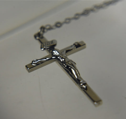 Sterling Silver Crucifix on Sterling Silver Chain Necklace