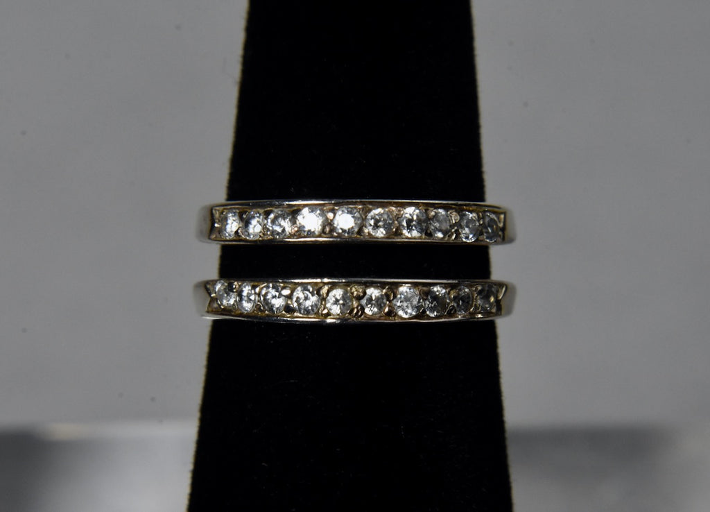Sterling Silver Double Band Diamonique Cubic Zirconia Ring - Size 5