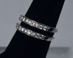 Sterling Silver Double Band Diamonique Cubic Zirconia Ring - Size 5