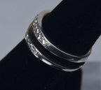 Sterling Silver Double Band Diamonique Cubic Zirconia Ring - Size 5