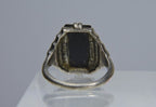 Vintage Sterling Silver Ebony Art Deco Ring - Size 6