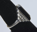 Vintage Sterling Silver Ebony Art Deco Ring - Size 6