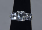 Sterling Silver Emerald Cut Cubic Zirconia Ring - Size 5.5