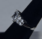 Sterling Silver Emerald Cut Cubic Zirconia Ring - Size 5.5