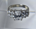 Sterling Silver Emerald Cut Cubic Zirconia Ring - Size 5.5