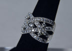 Sterling Silver Cubic Zirconia Pierced Braided Ring - Size 6.25