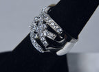 Sterling Silver Cubic Zirconia Pierced Braided Ring - Size 6.25