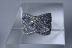 Sterling Silver Cubic Zirconia Pierced Braided Ring - Size 6.25