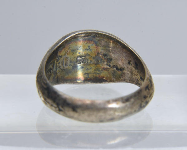 Vintage Sterling Silver Etched Domed Ring - Size 9.5