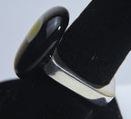 Abstract Sterling Silver Square Ring With Glass Egg - Size 8.5
