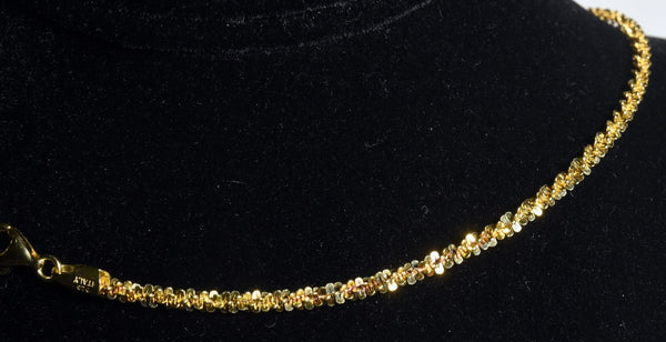 Sterling Silver Gold Tone Italian Bling Rope Chain Link Necklace