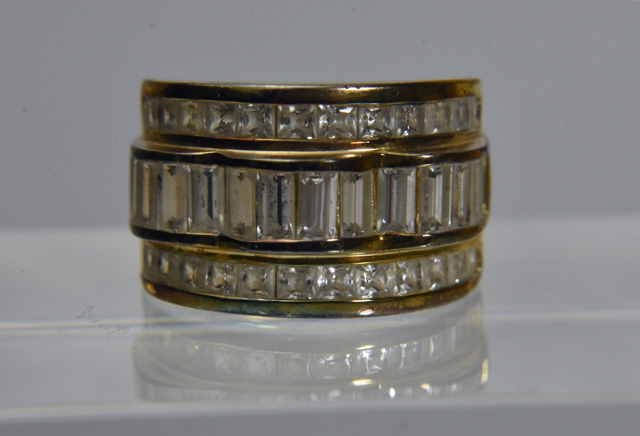 Ross-Simons - Gold Tone Sterling Silver Cubic Zirconia Ring - Size 5.25