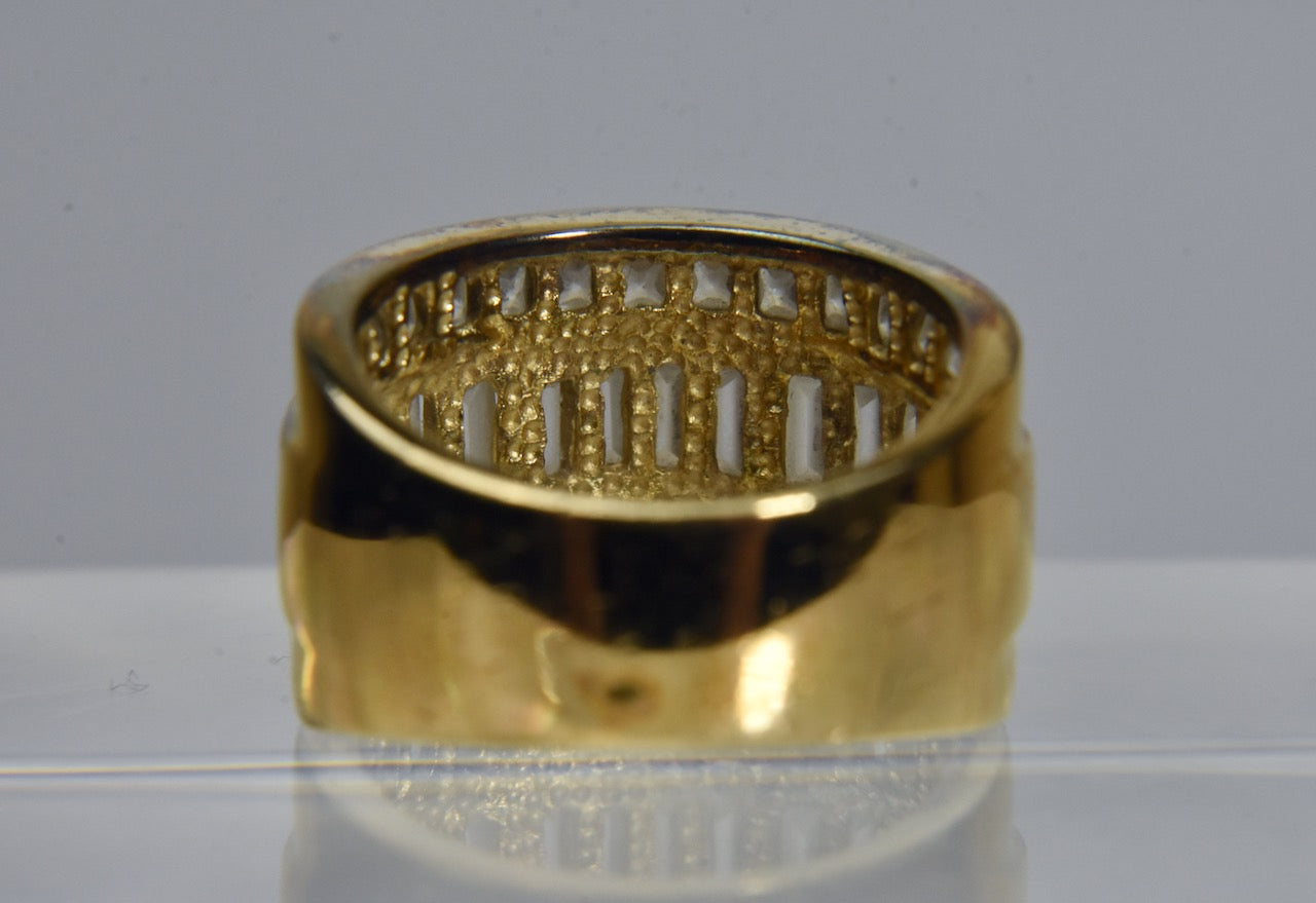 Ross-Simons - Gold Tone Sterling Silver Cubic Zirconia Ring - Size 5.25