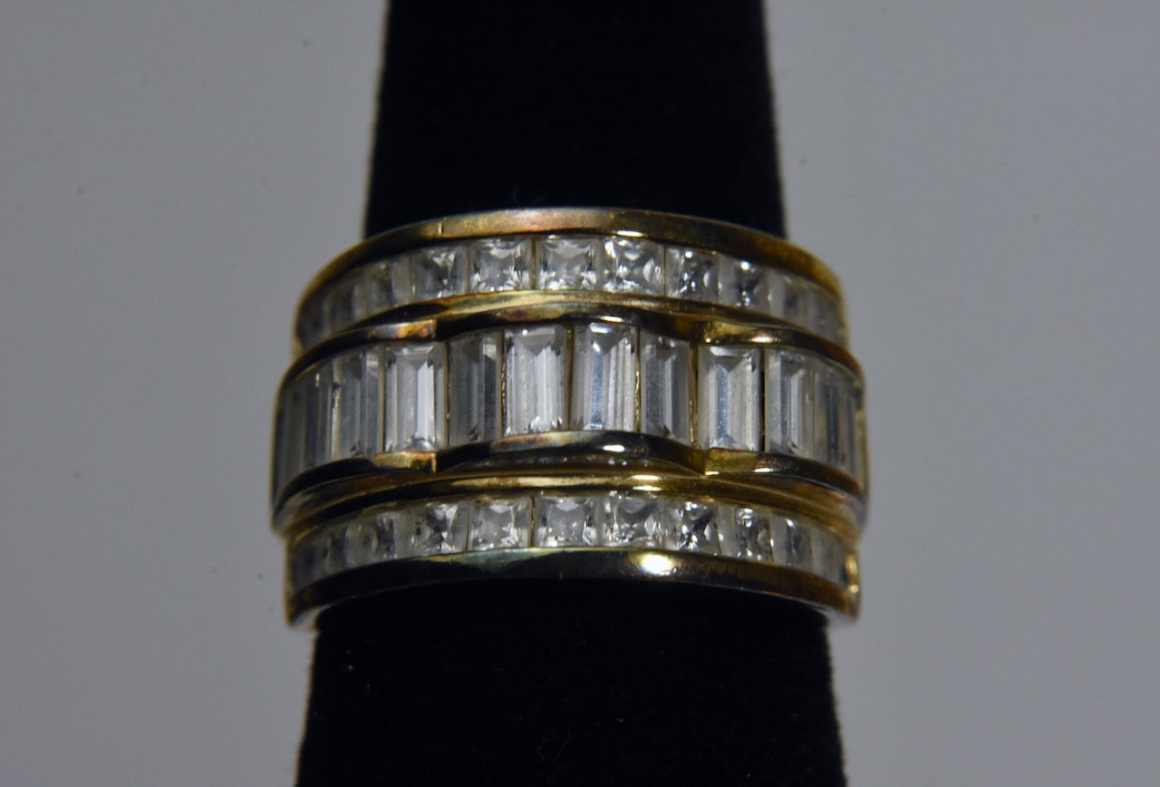 Ross-Simons - Gold Tone Sterling Silver Cubic Zirconia Ring - Size 5.25