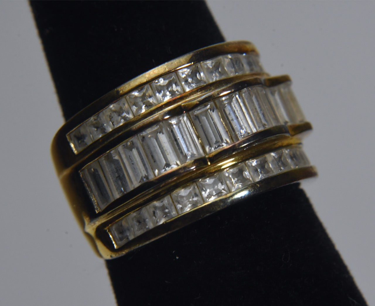 Ross-Simons - Gold Tone Sterling Silver Cubic Zirconia Ring - Size 5.25