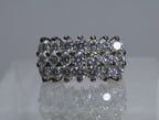 Gold Tone Sterling Silver RIng with Tiered Set Crystals - Size 5
