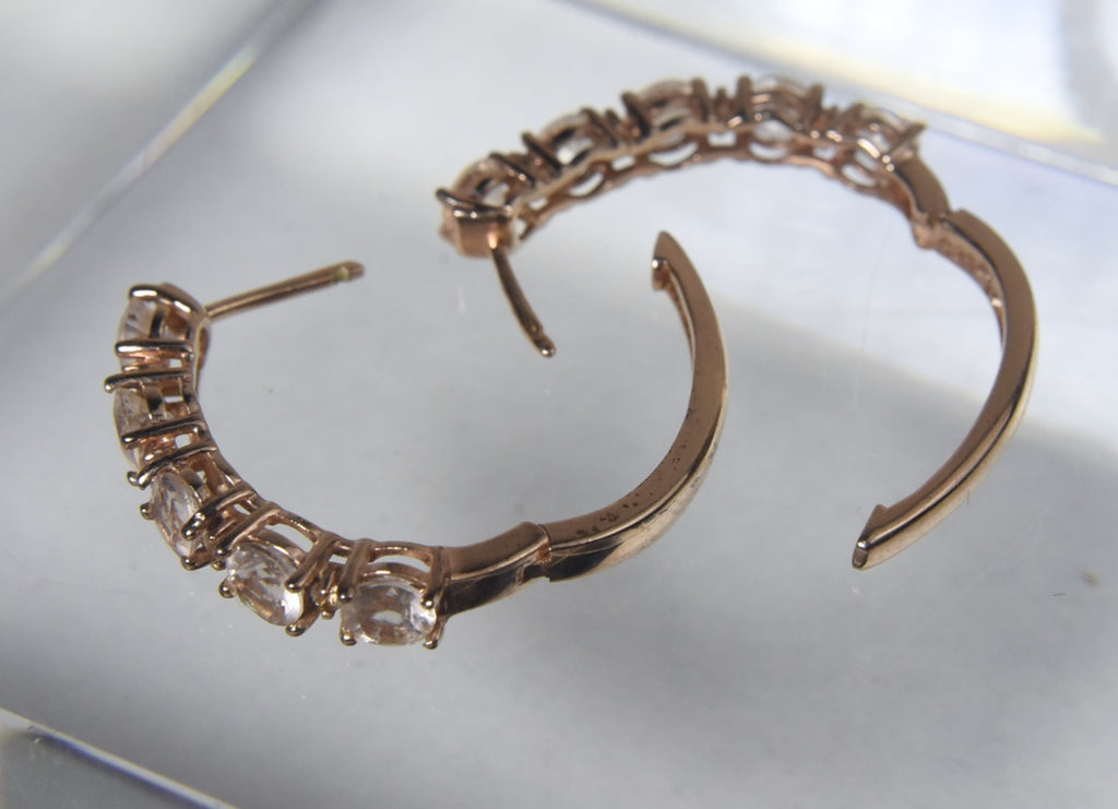 Gold Tone Bejeweled Sterling Silver Hinged Earrings