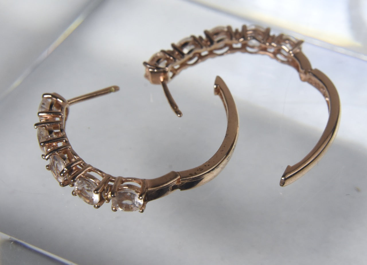 Gold Tone Bejeweled Sterling Silver Hinged Earrings