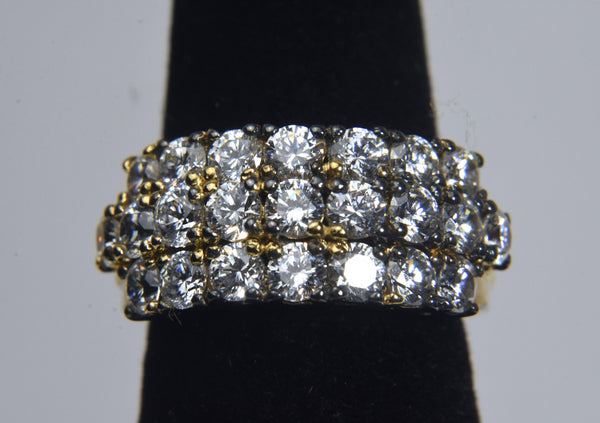Gold Tone Sterling Silver Cubic Zirconia Ring - Size 6.25