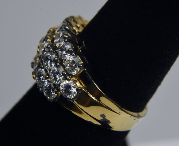 Gold Tone Sterling Silver Cubic Zirconia Ring - Size 6.25