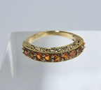 Sterling Silver Gold Tone Band Set with Simulated Orange Sapphire - Size 8