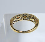 Sterling Silver Gold Tone Band Set with Simulated Orange Sapphire - Size 8