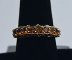 Sterling Silver Gold Tone Band Set with Simulated Orange Sapphire - Size 8