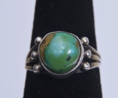 Green Turquoise Silver Southwestern Ring - Size 7.5