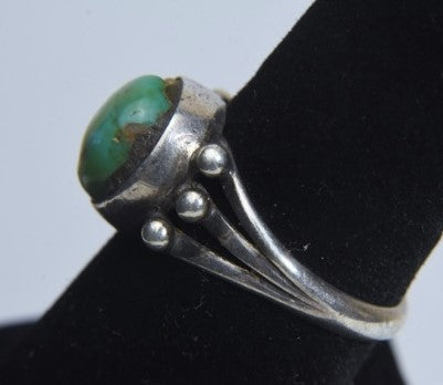Green Turquoise Silver Southwestern Ring - Size 7.5
