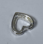 Small Sterling Silver Crystal Studded Heart Slide Pendant