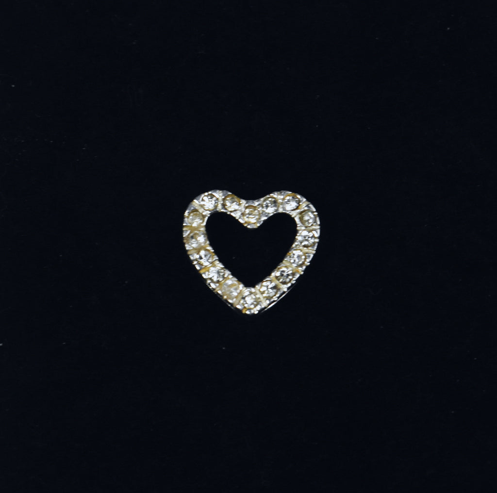 Small Sterling Silver Crystal Studded Heart Slide Pendant