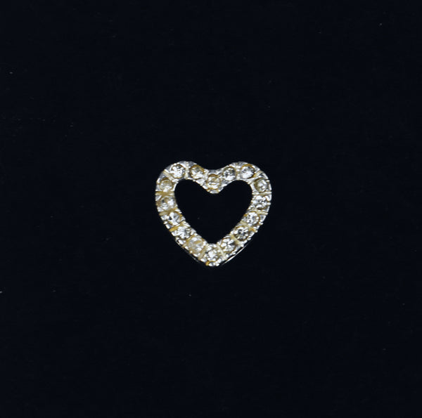 Small Sterling Silver Crystal Studded Heart Slide Pendant