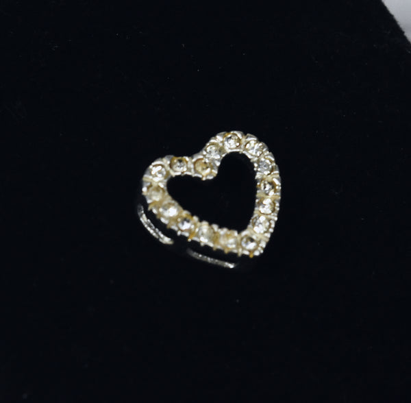 Small Sterling Silver Crystal Studded Heart Slide Pendant