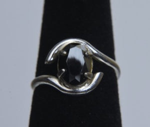 Sterling Silver Hematite Bypass Ring - Size 5