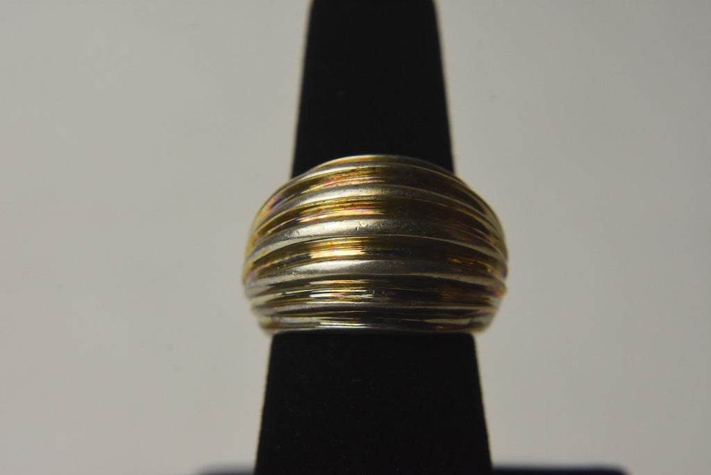 HEAVY Sterling Silver Horizontal Ridge Ring - Size 7