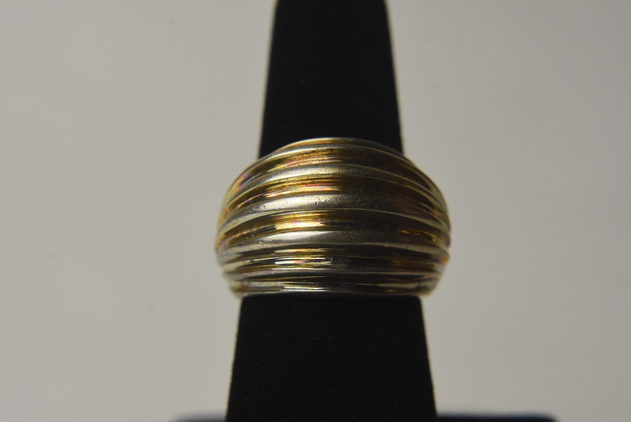 HEAVY Sterling Silver Horizontal Ridge Ring - Size 7