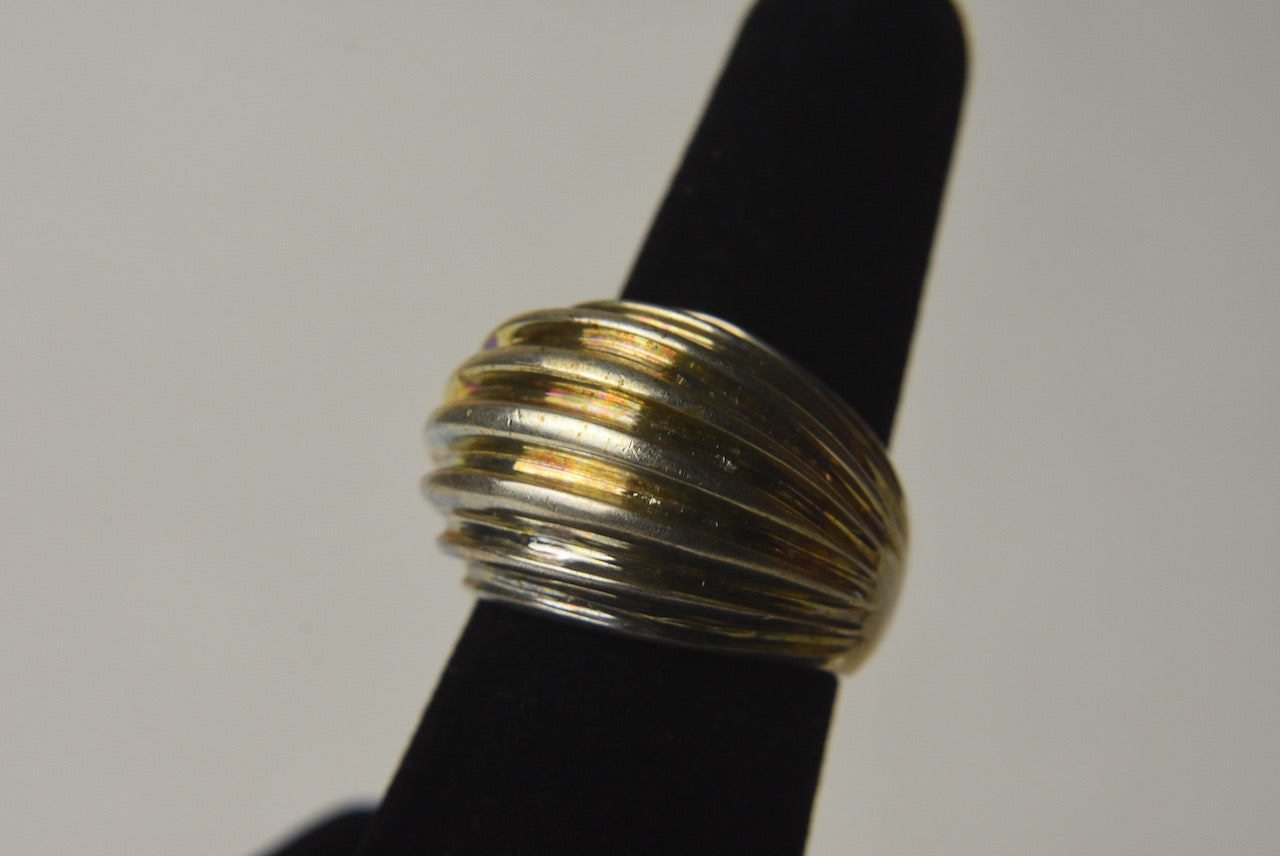 HEAVY Sterling Silver Horizontal Ridge Ring - Size 7