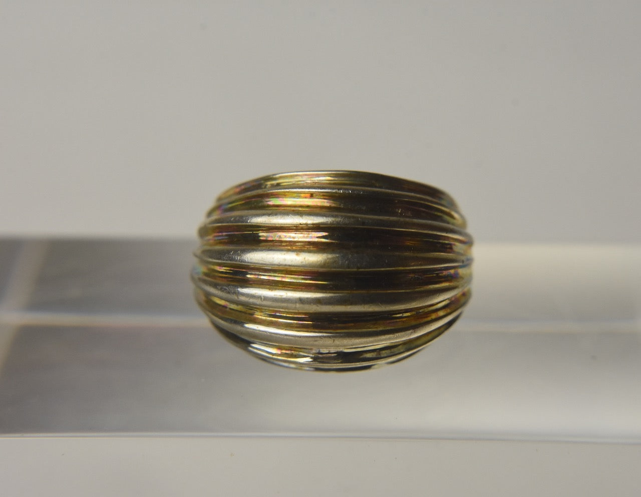 HEAVY Sterling Silver Horizontal Ridge Ring - Size 7