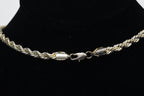 Heavy Sterling Silver Rope Chain Link Necklace with Silver Tone Simulated Kyanite Pendant - 24"