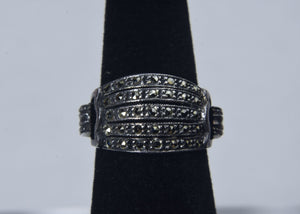 Vintage Sterling Silver and Marcasite Art Deco Ring - Size 5
