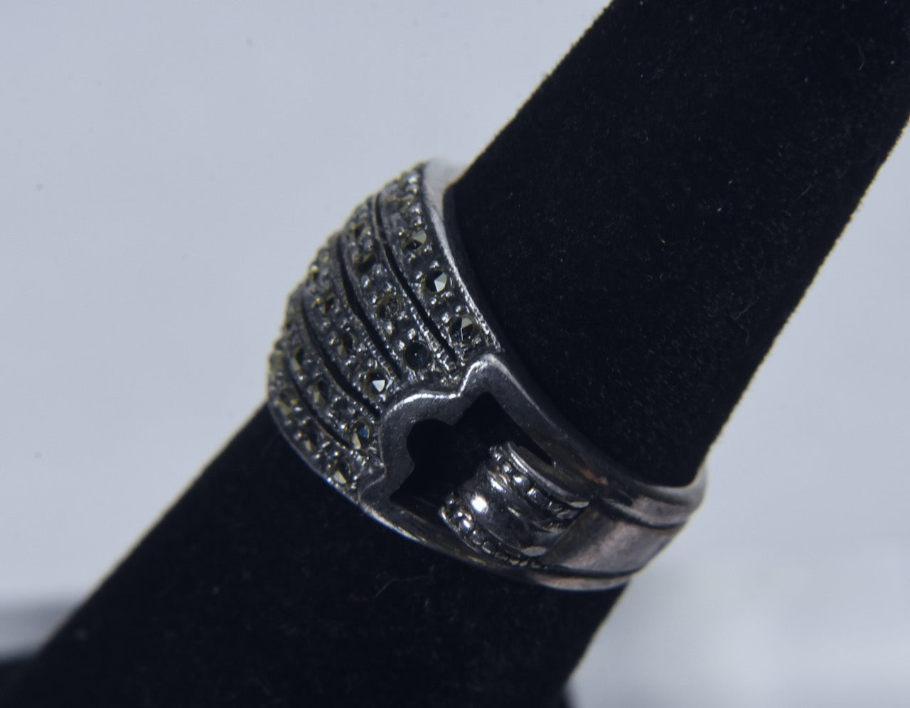 Vintage Sterling Silver and Marcasite Art Deco Ring - Size 5
