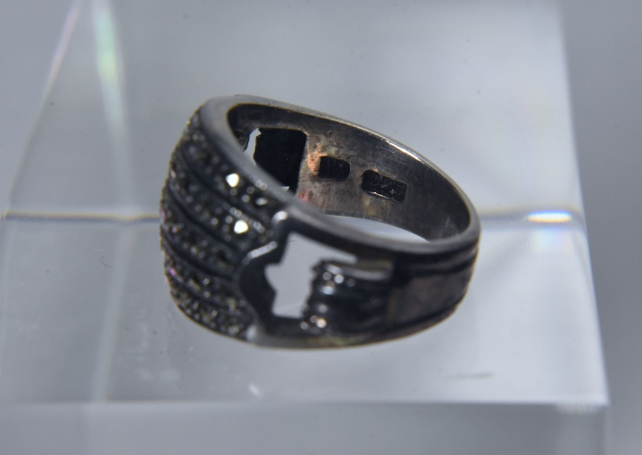 Vintage Sterling Silver and Marcasite Art Deco Ring - Size 5