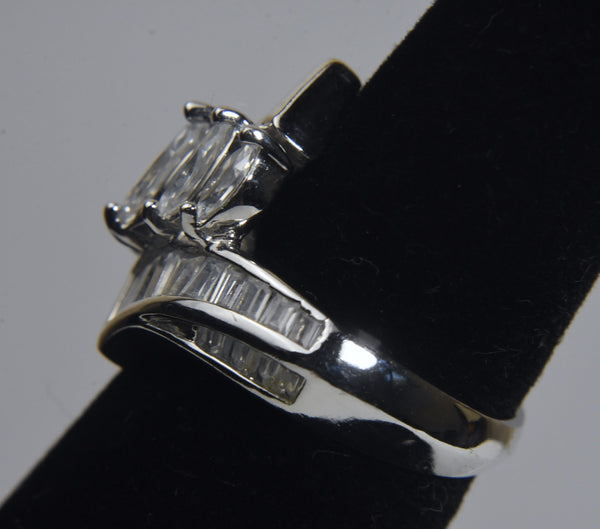 Ross-Simons - Sterling Silver Marquise and Baguette Cut Cubic Zirconia Ring - Size 6