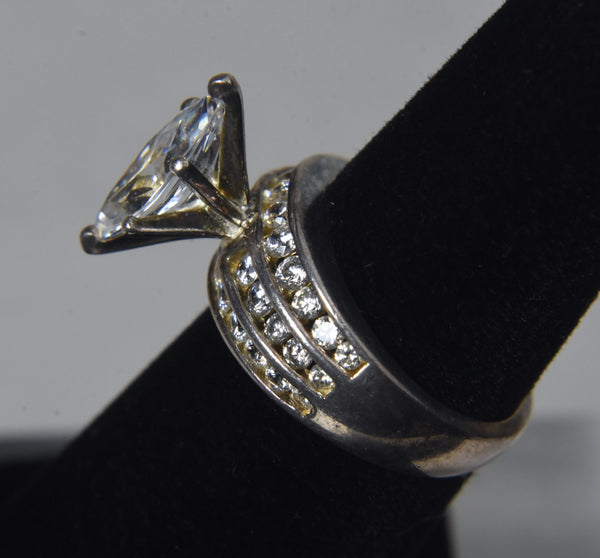 Sterling Silver Marquise Cut Diamonique Cubic Zirconia Ring - Size 5